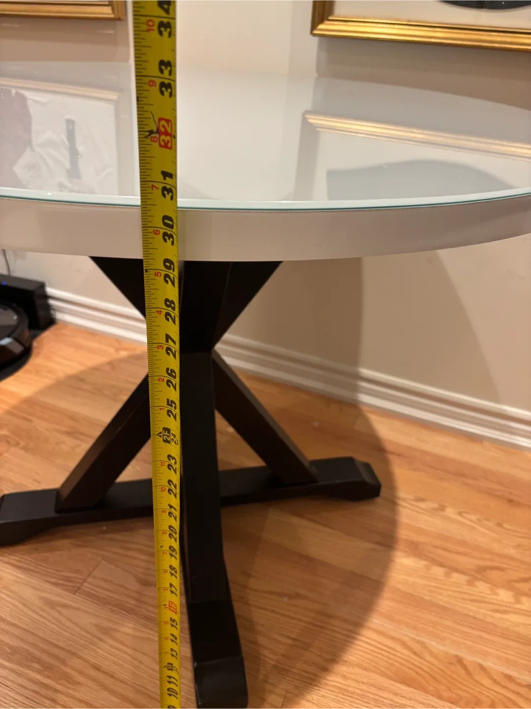 Round Dining Tempered Glass Table with Black wooden Base image indicator(8)