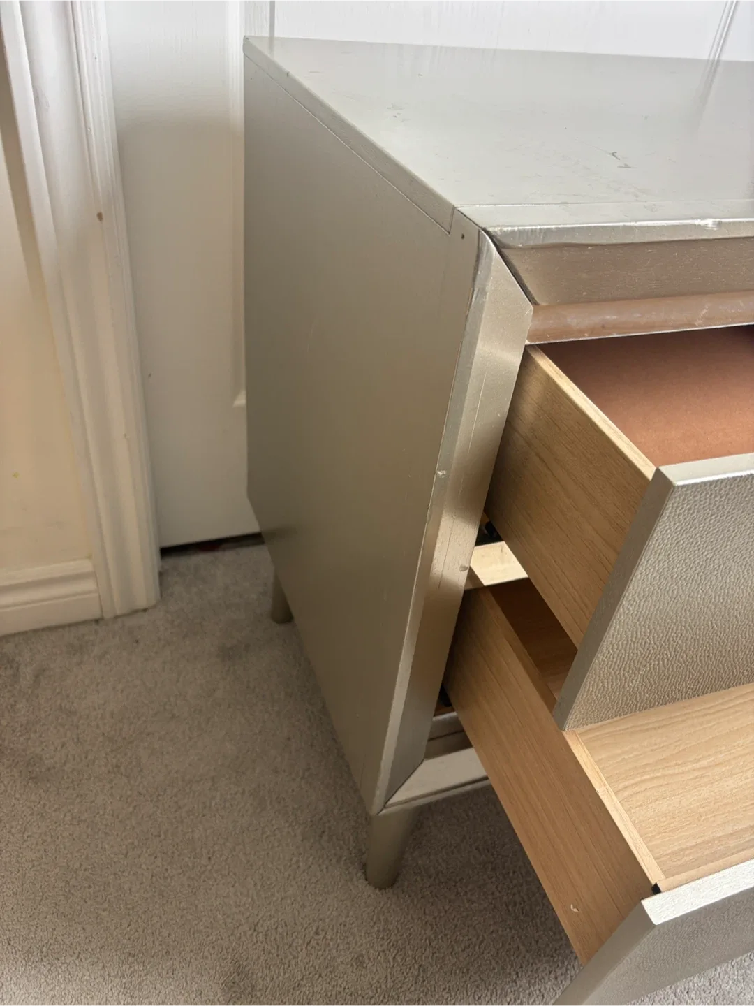 Silver 2-Drawer Nightstand- AS IS image indicator(4)