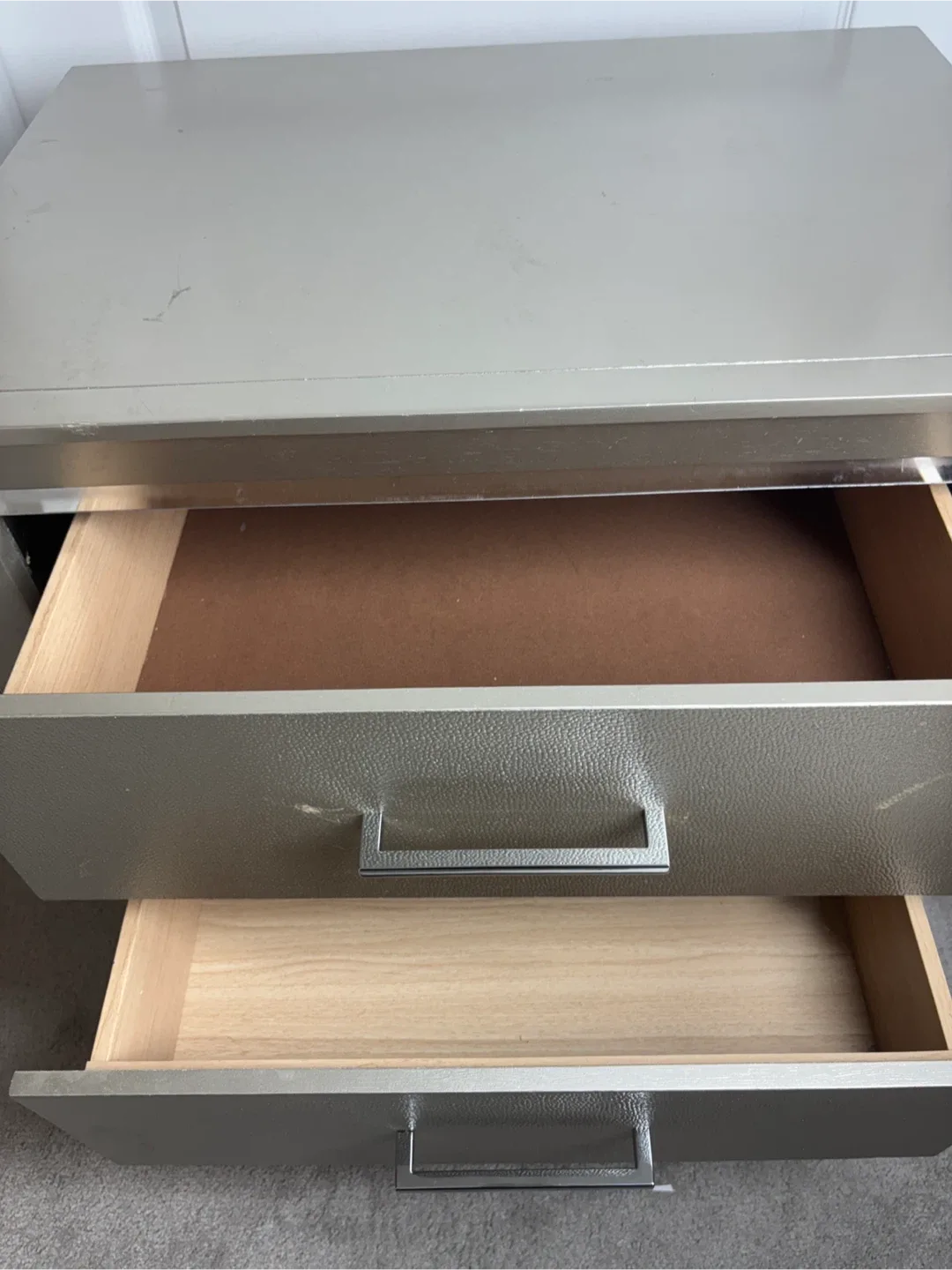 Silver 2-Drawer Nightstand- AS IS image indicator(3)
