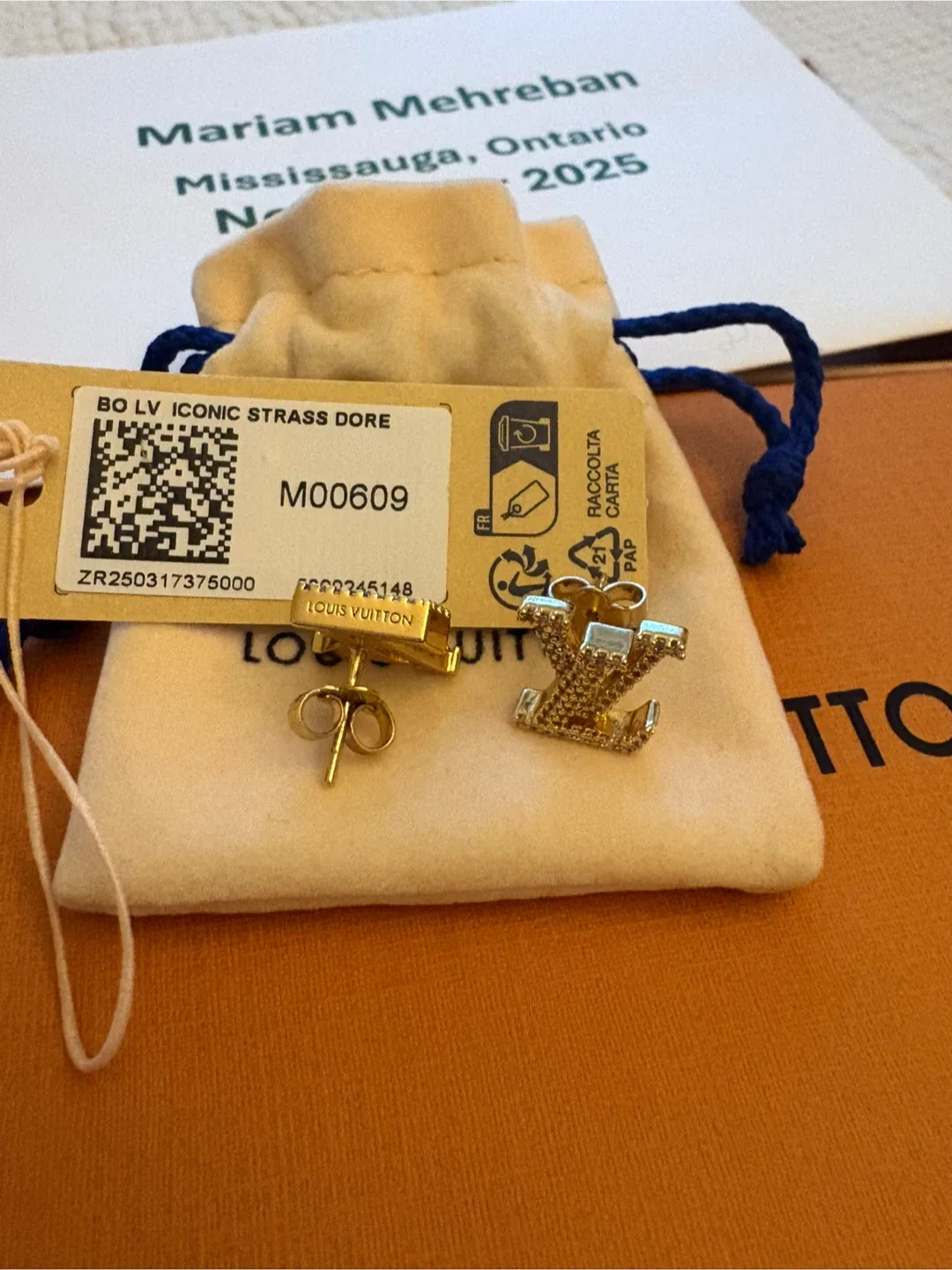 Louis Vuitton LV Iconic Strass Dore Earrings