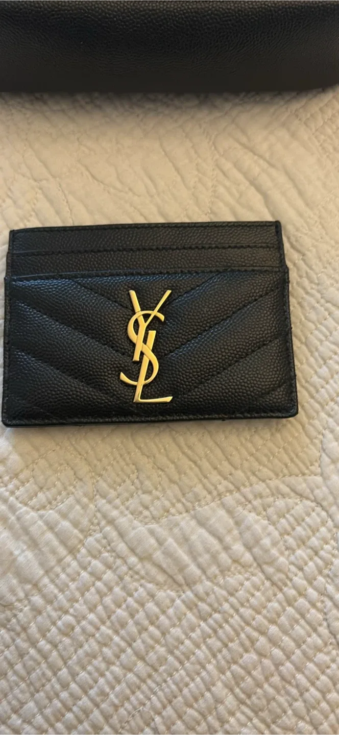 Saint Laurent Black Leather Card Holder