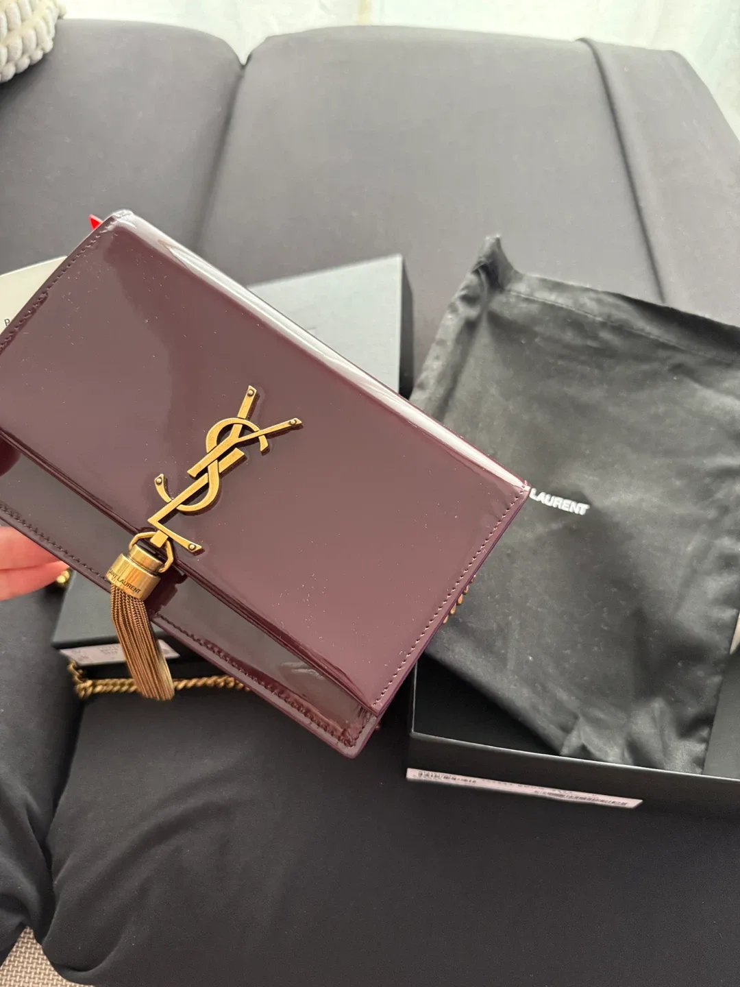 Saint Laurent Chain Wallet in Burgundy