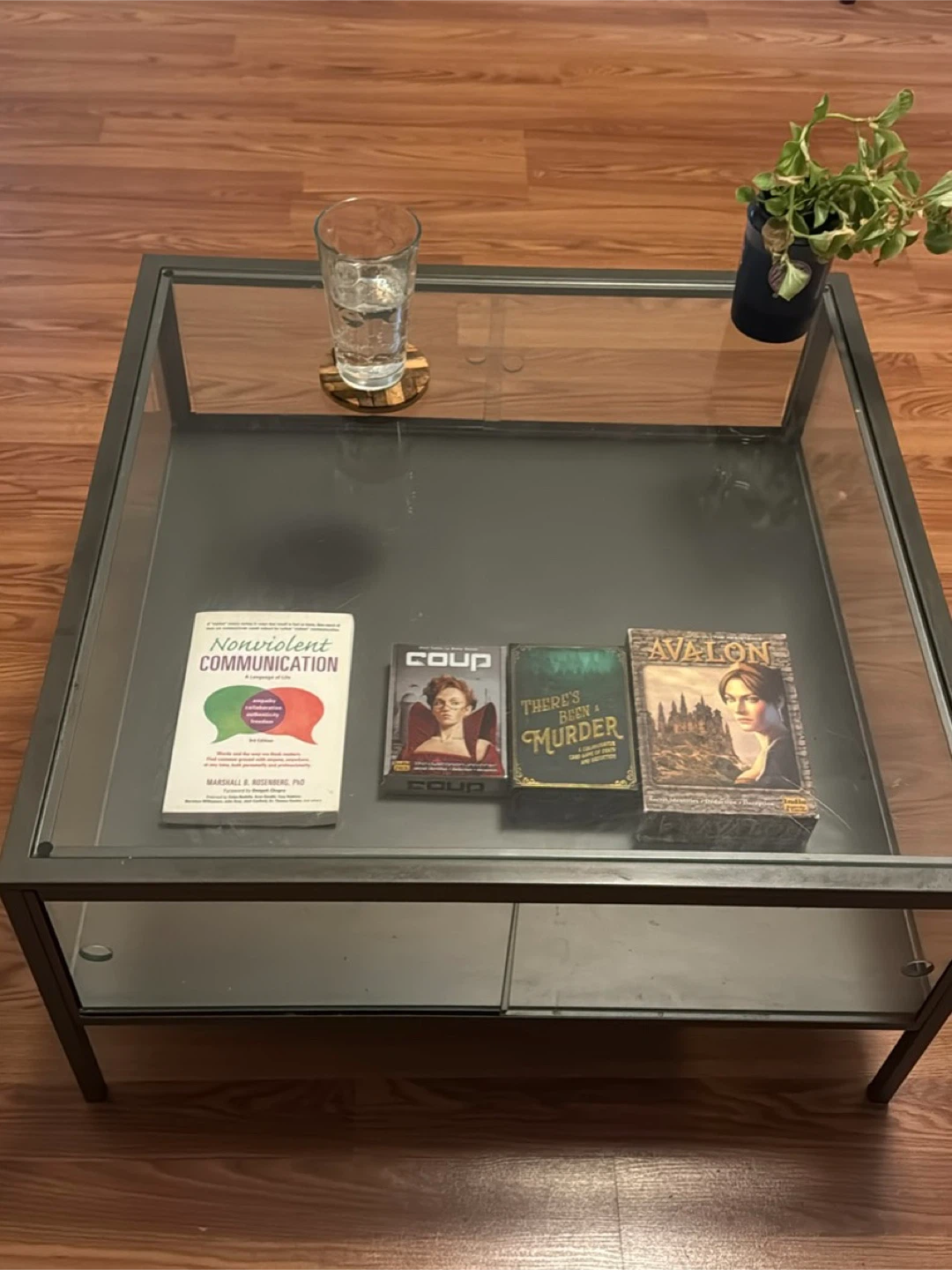 Glass Table with Storage Inside!