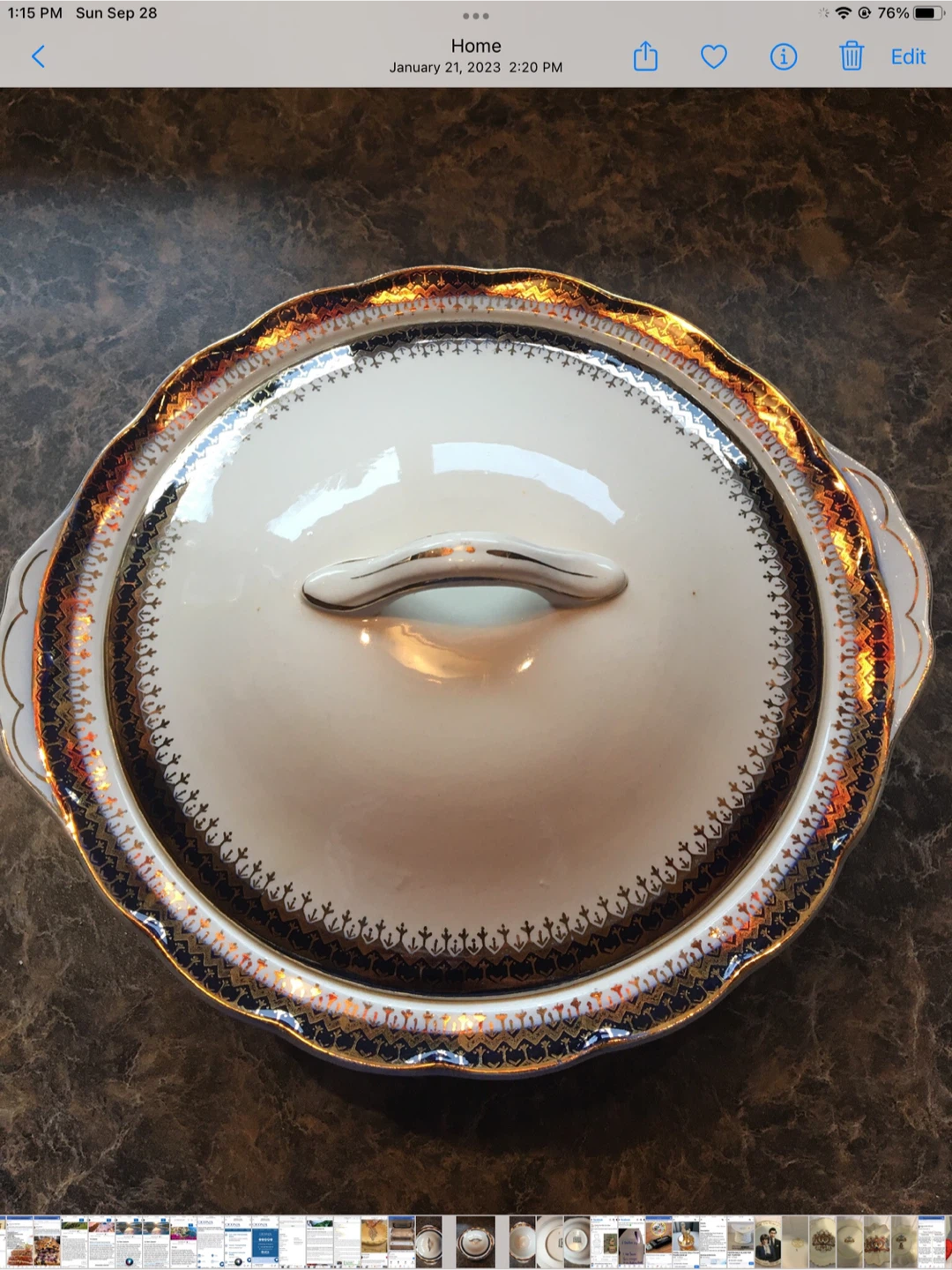 Elegant CREAM PETAL Covered Vegetable Bowl by Grindley