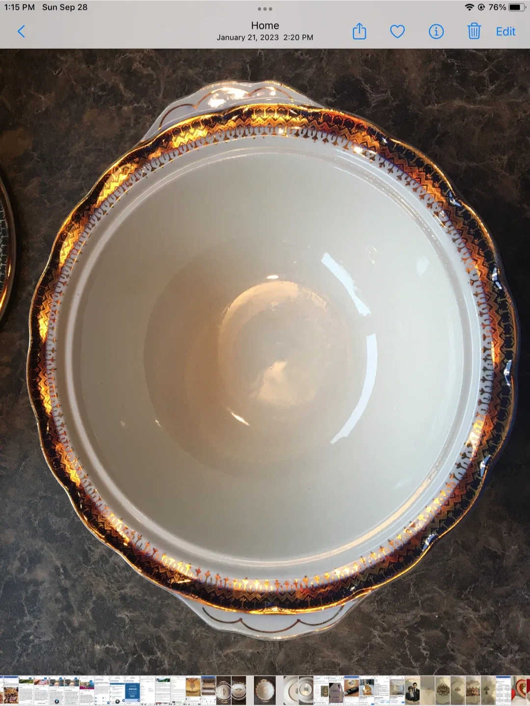 Elegant CREAM PETAL Covered Vegetable Bowl by Grindley image indicator(2)