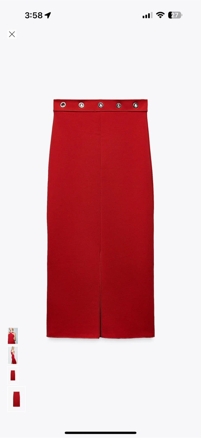 Zara Stretch Contouring Midi Skirt - Red - photo 3