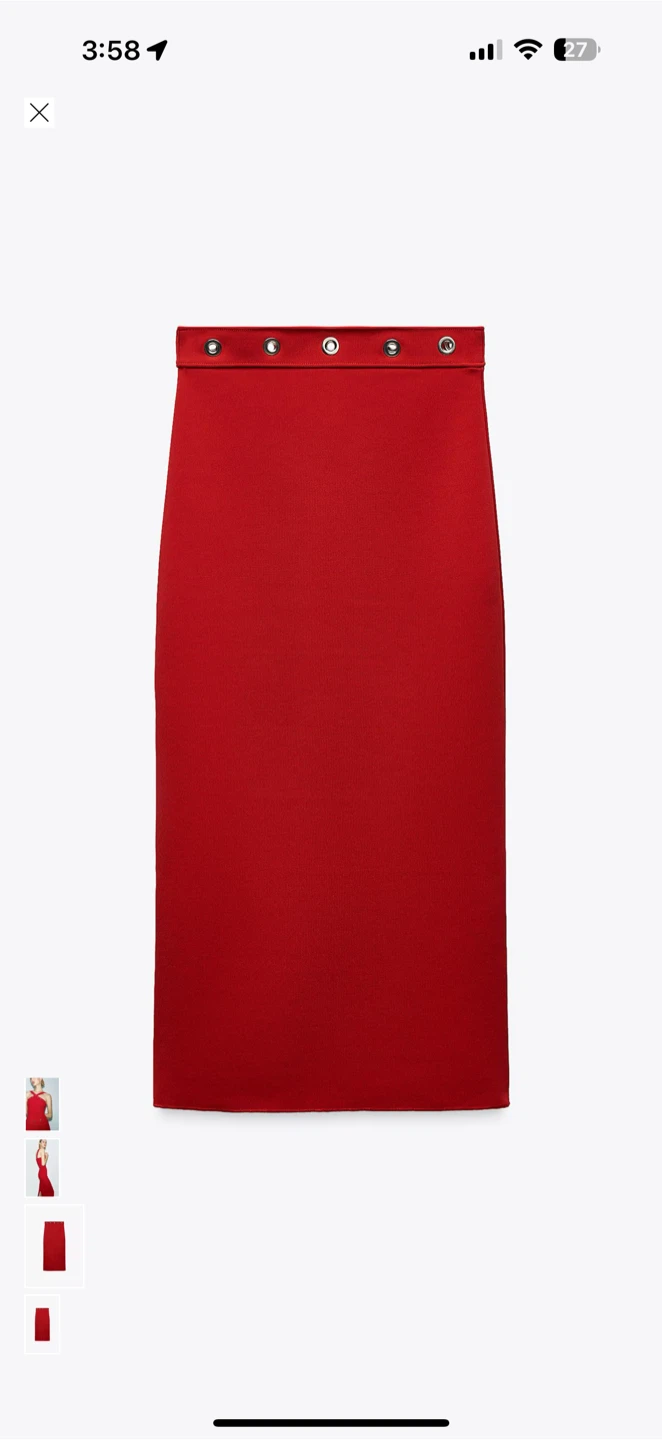 Zara Stretch Contouring Midi Skirt - Red - photo 2
