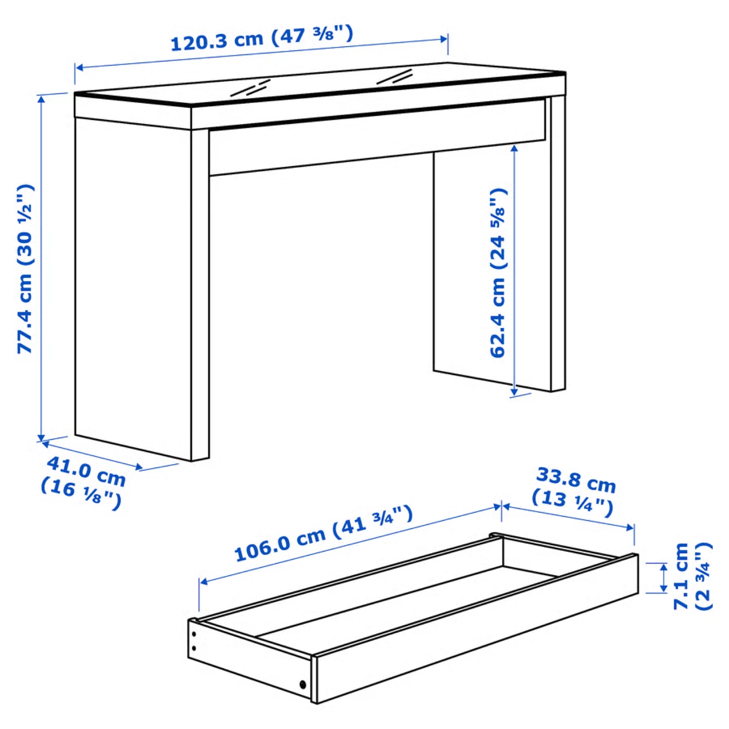 IKEA Hemnes White Vanity Table with Glass Top - photo 2