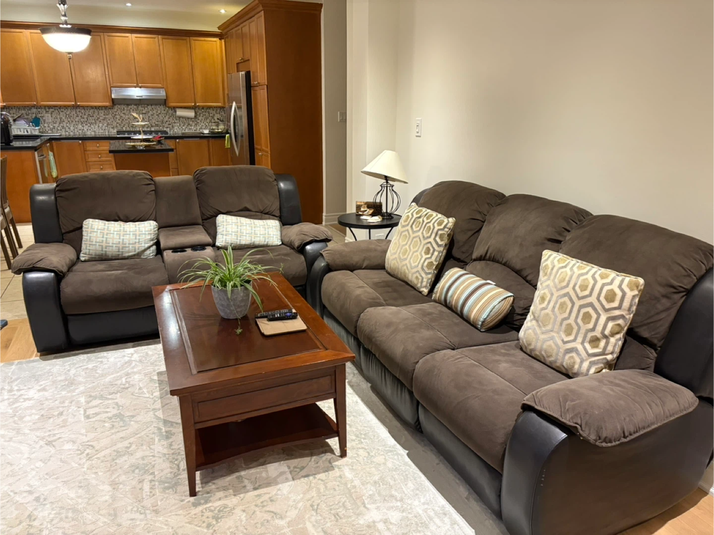 Brown Reclining Sofa and Loveseat Set