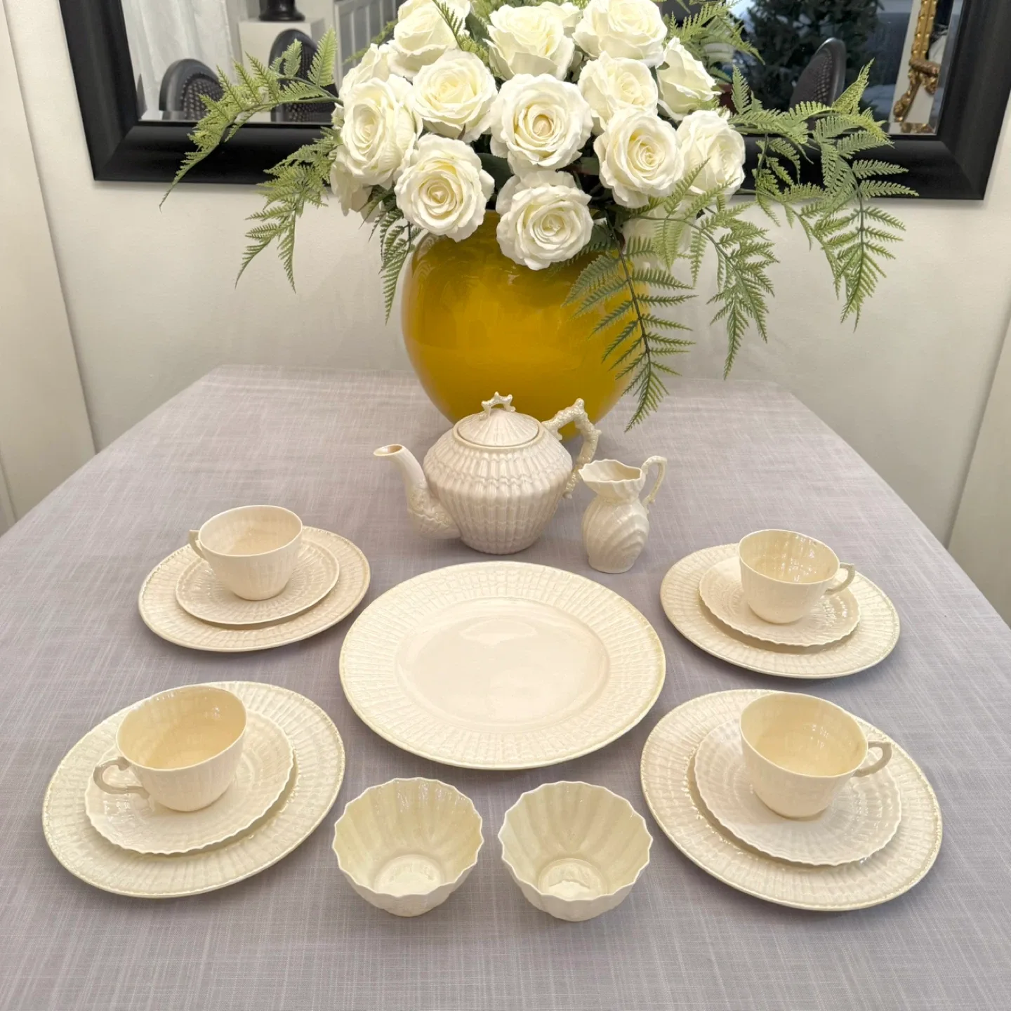 Belleek Limpet tea set for 4