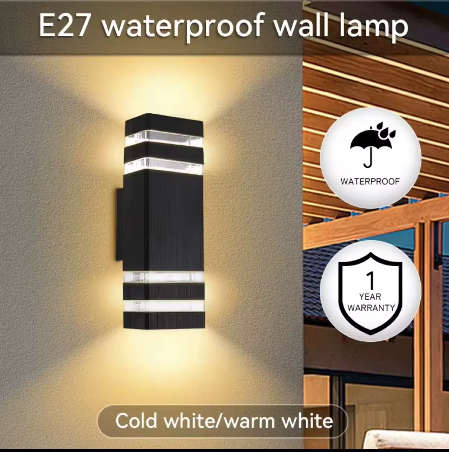 Waterproof outdoor Wall Lamp /2pack/Black