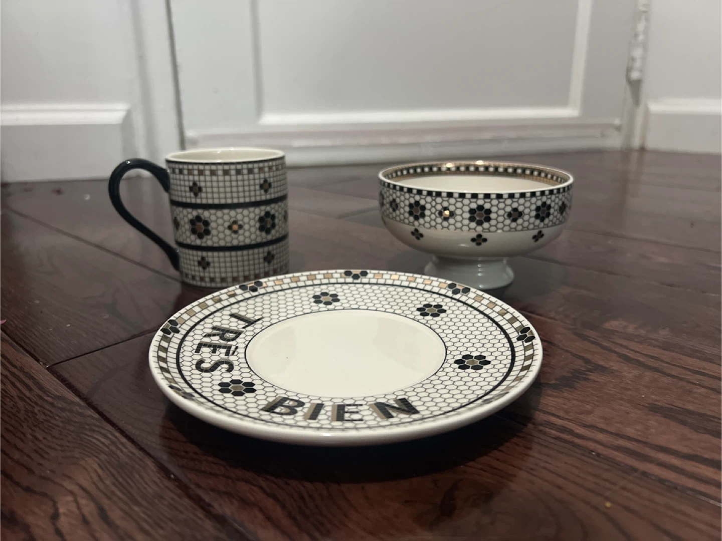 The Bistro Tile Stoneware Espresso Cup & Saucer & bowl