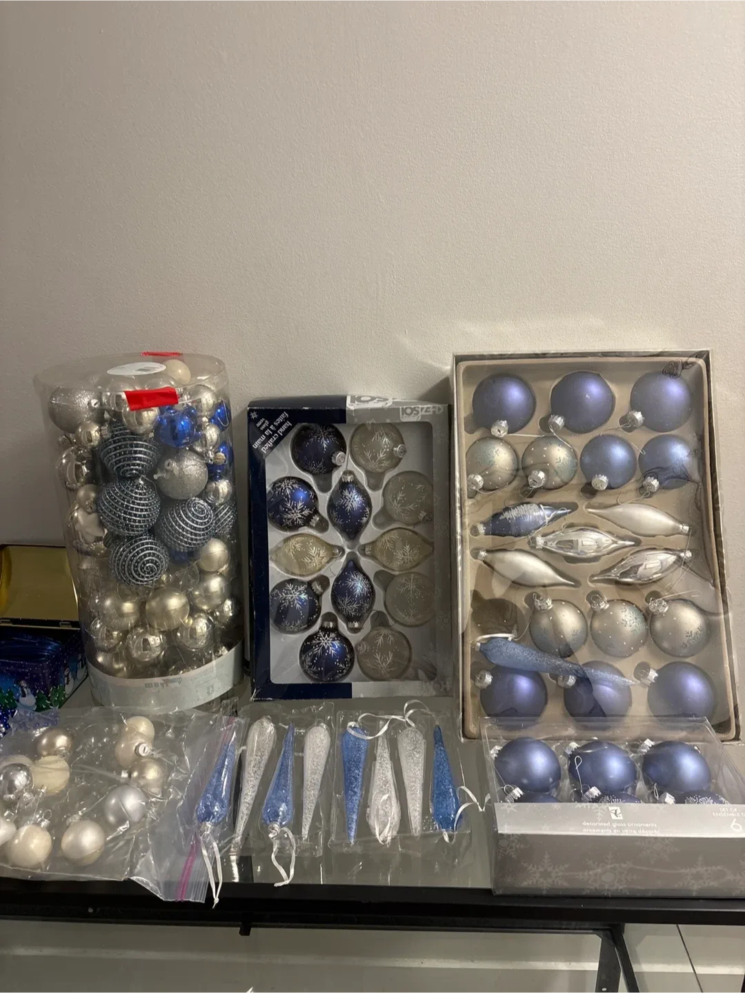 Christmas Ornaments Blue & Silver