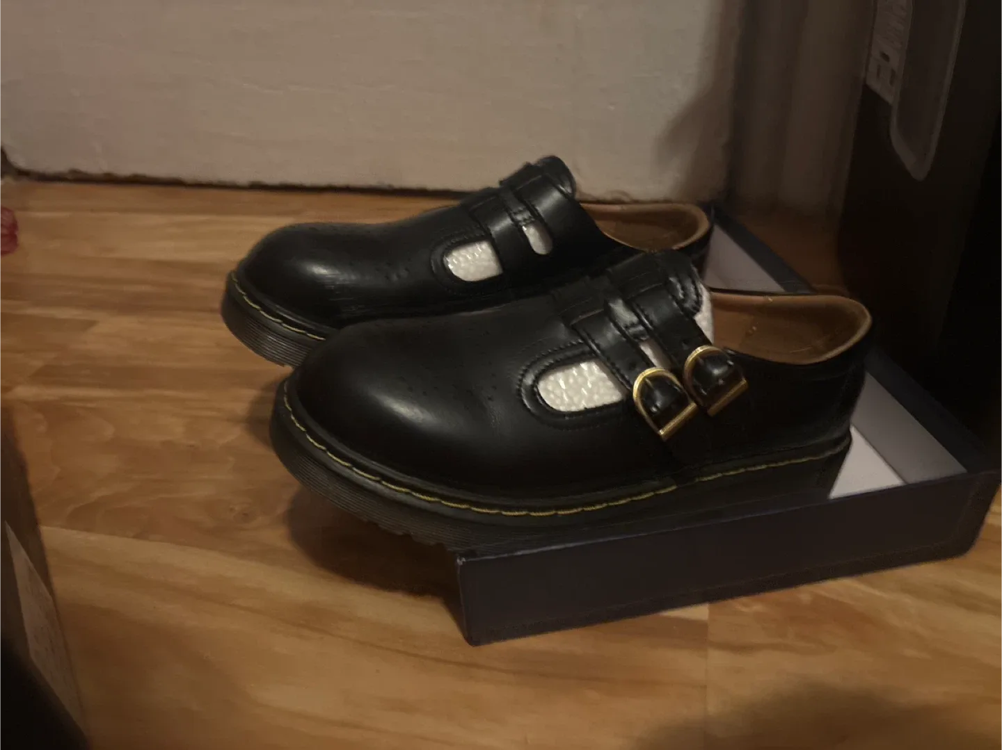 MDZL Black Leather T-Strap Shoes image indicator(2)