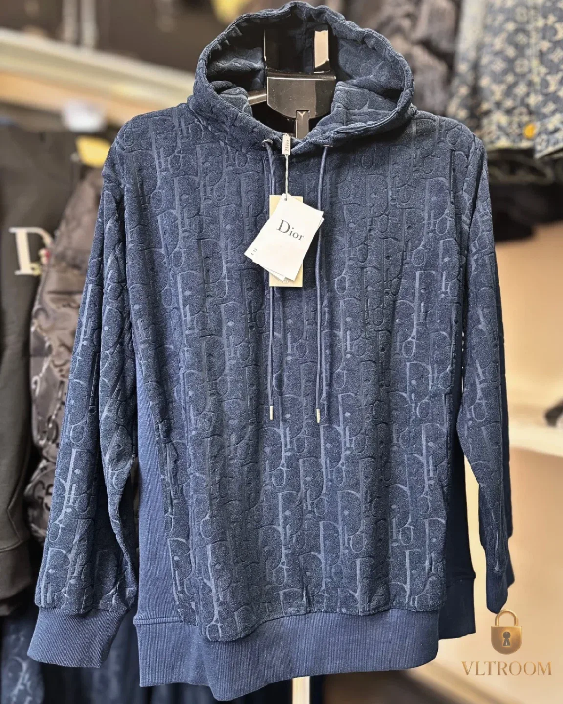 DIOR Oblique Towelling Terry Navy Hoodie image indicator(2)