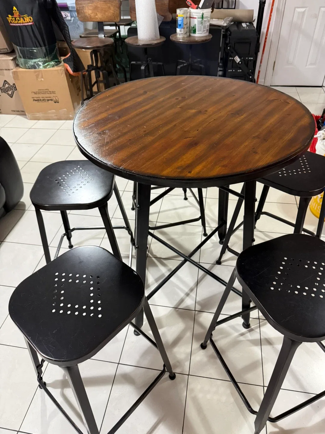5 Black Metal Bar Stools - Great Condition