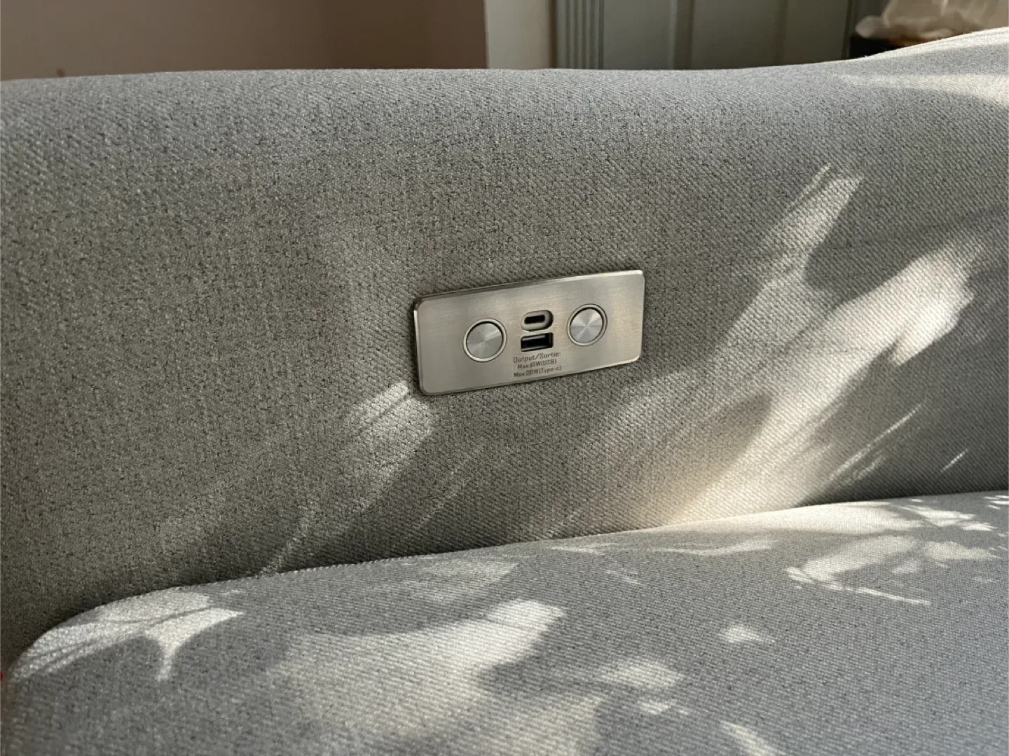 Light Gray Recliner Chair with USB Ports image indicator(3)