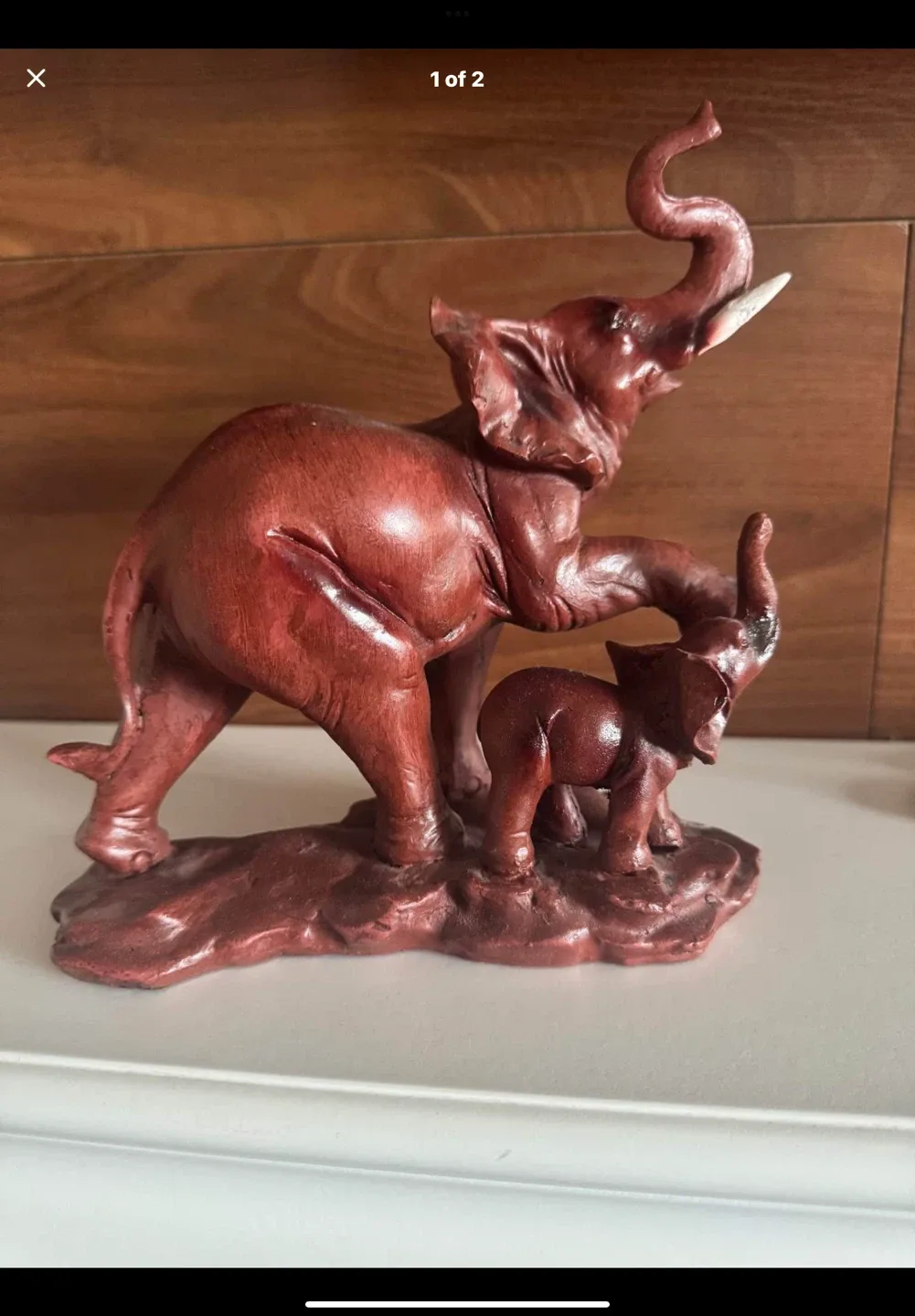 Elephant Family Statue, Brown