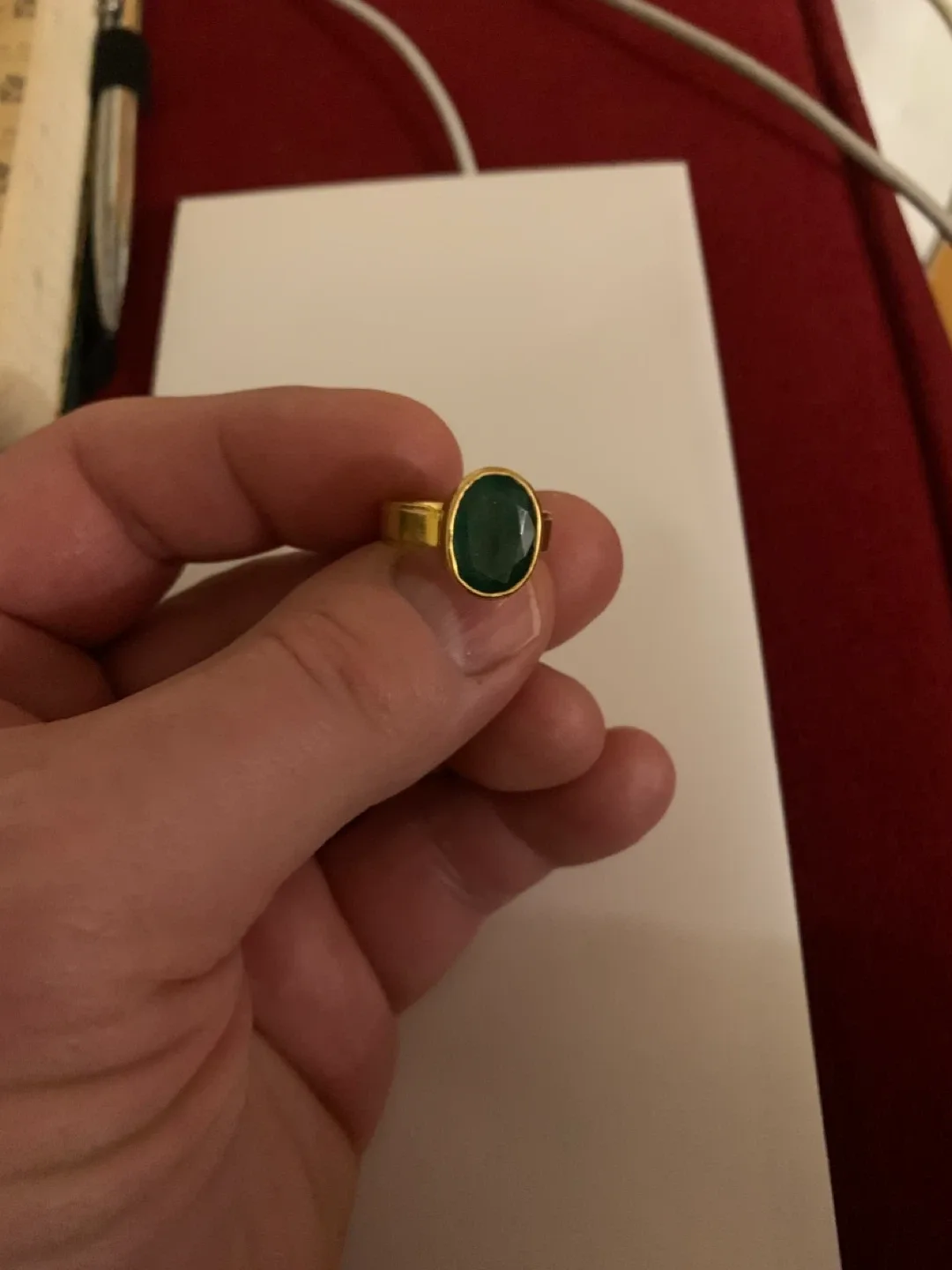 Stunning 22 Karat yellow gold emerald ring - only $1000 image indicator(9)