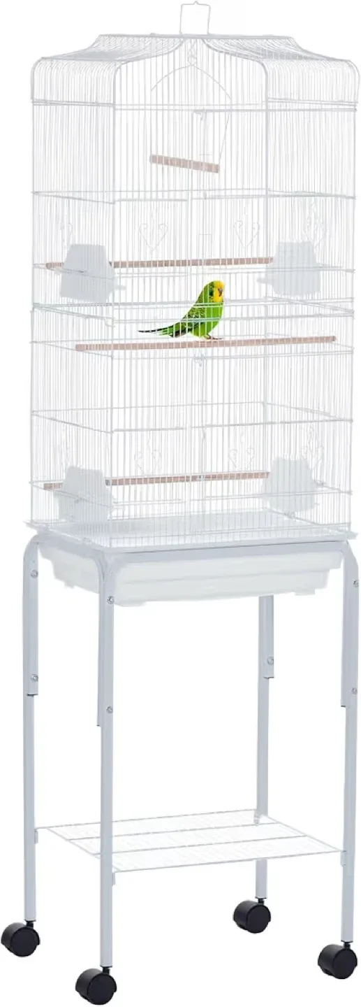 Detachable Bird Cage with Stand - White