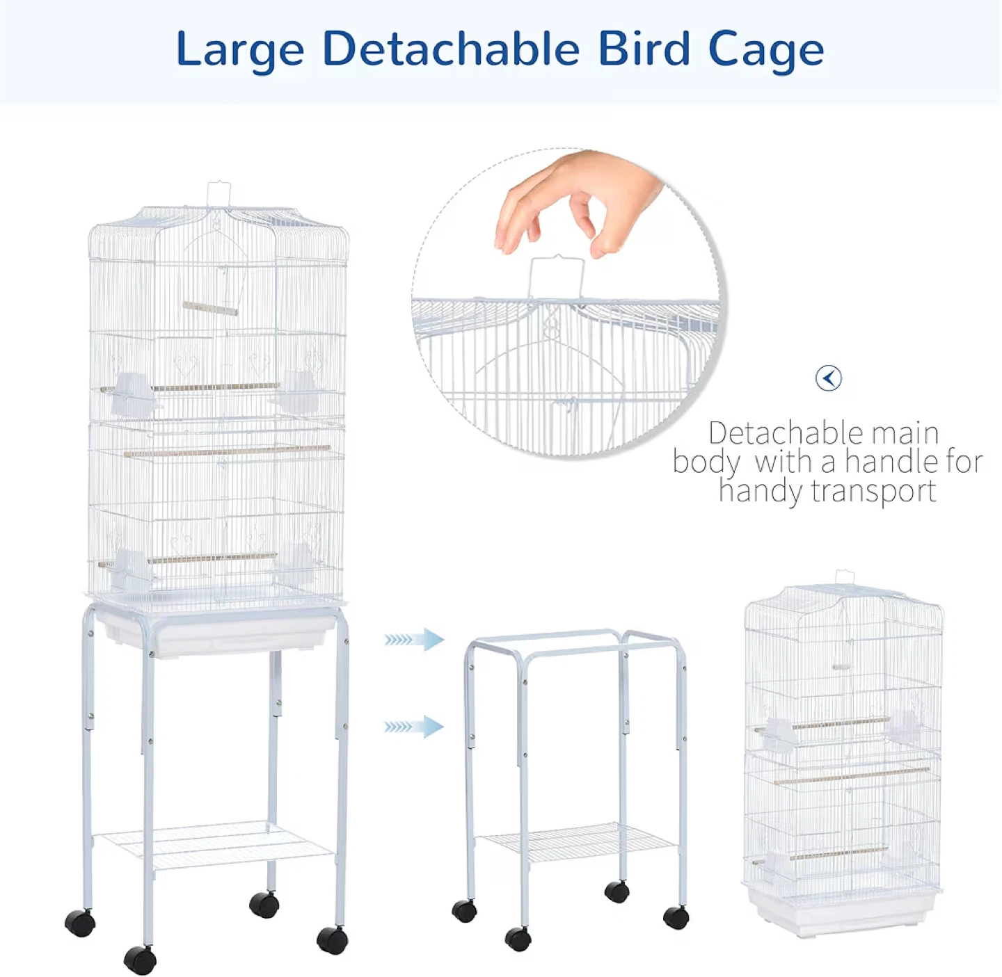 Detachable Bird Cage with Stand - White - photo 3