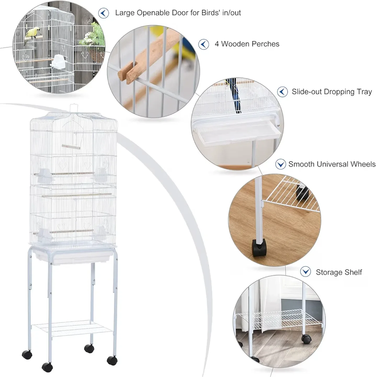 Detachable Bird Cage with Stand - White image indicator(4)
