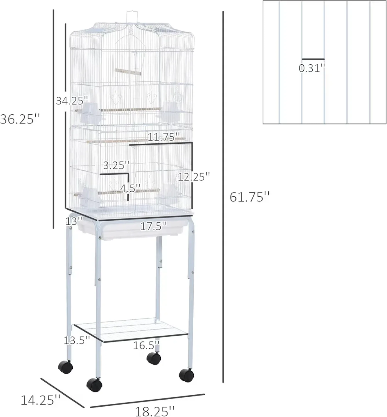 Detachable Bird Cage with Stand - White image indicator(7)