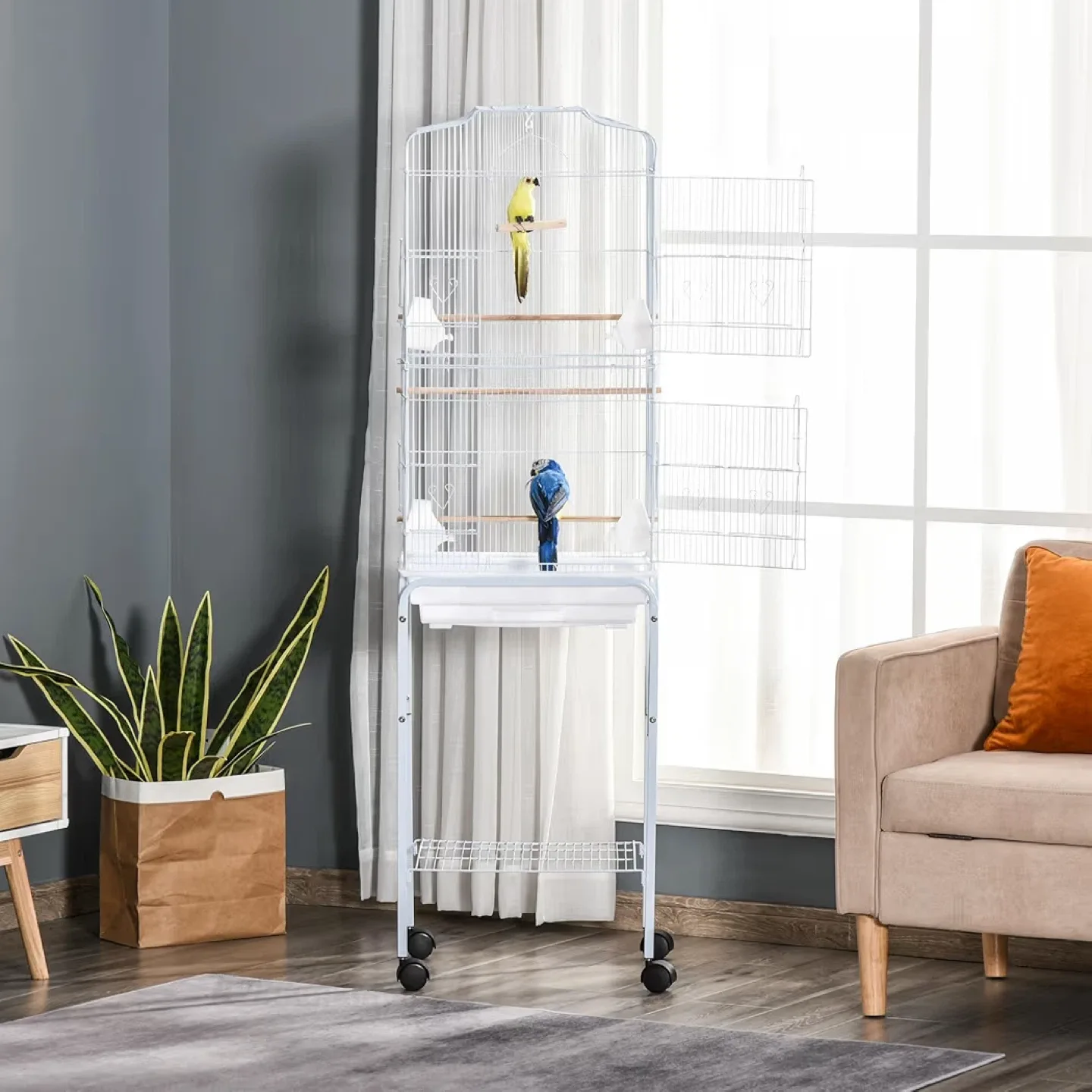 Detachable Bird Cage with Stand - White image indicator(8)