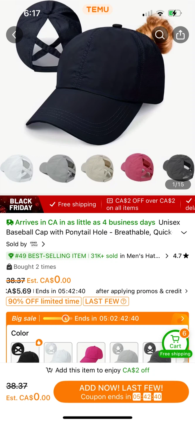 Unisex hat with hole for ponytail