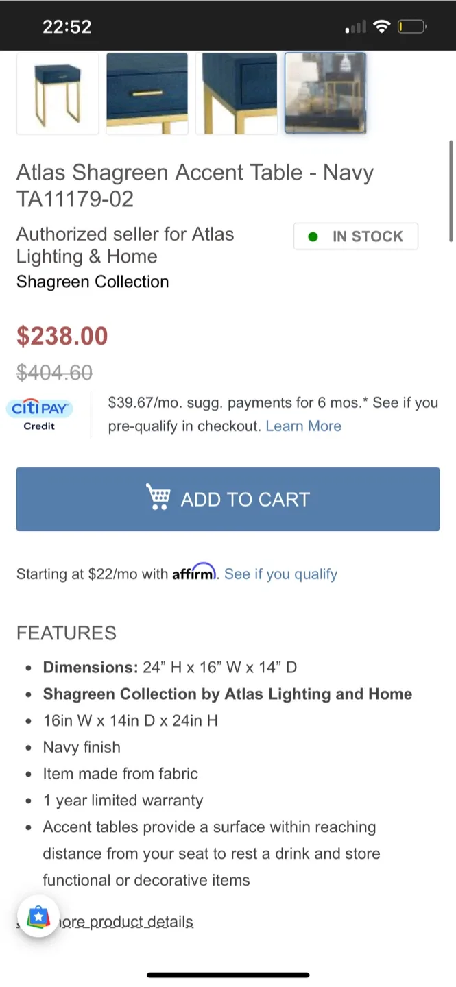 Emma Mason Atlas Shagreen Accent Table - Navy( Moving Out) image indicator(8)