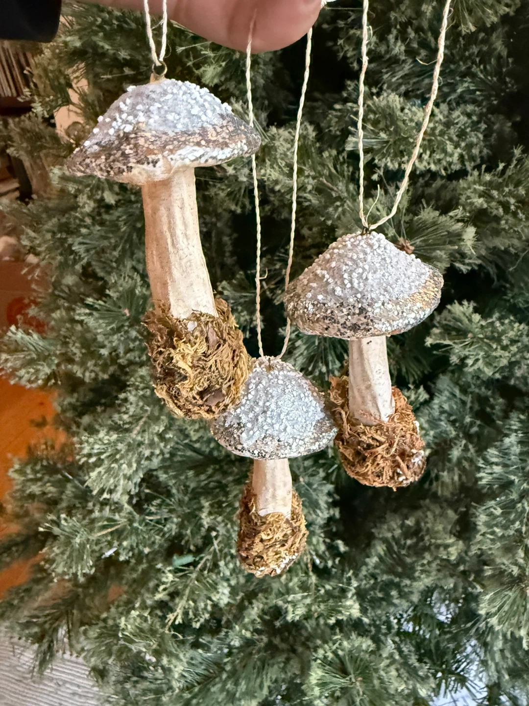 Mushroom glitter holiday ornaments - photo 3