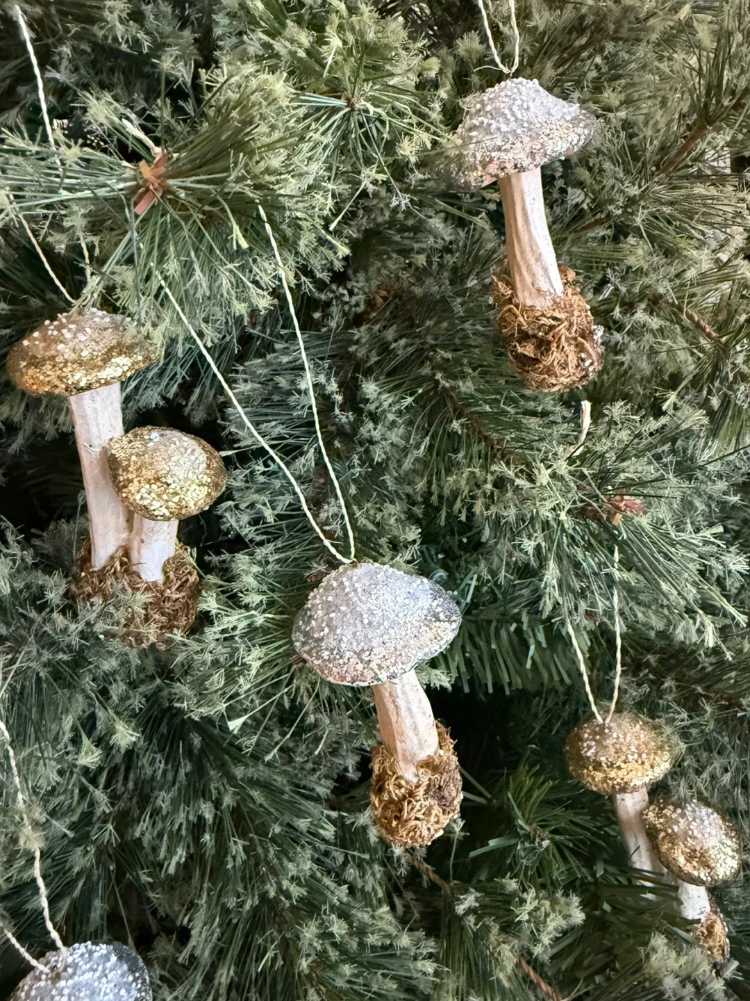 Mushroom glitter holiday ornaments