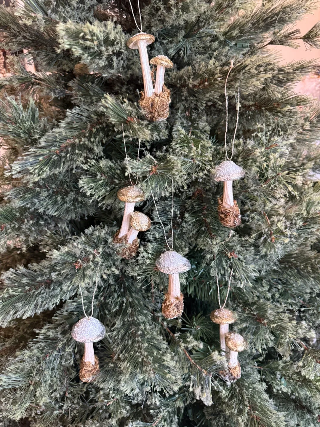 Mushroom glitter holiday ornaments image indicator(6)