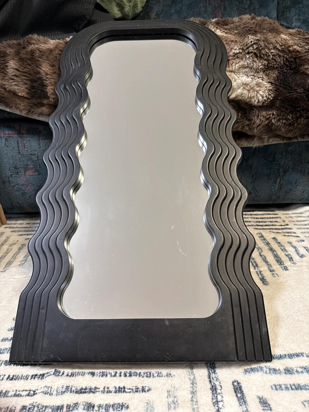 Black Wavy Framed Mirror
