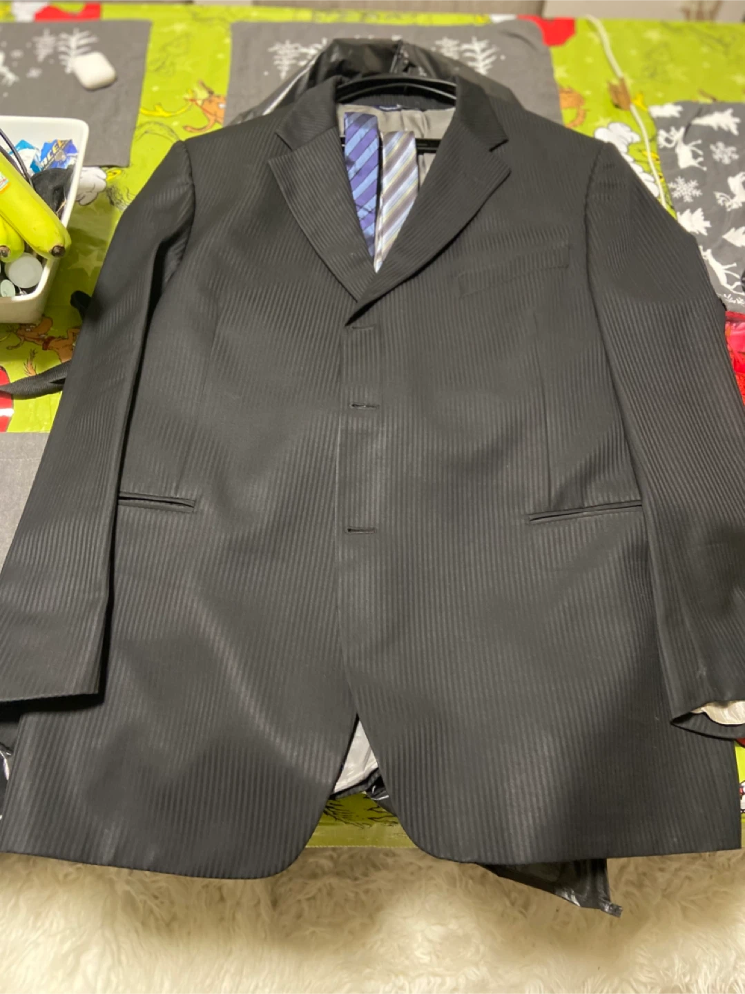 Harry Rosen Black Striped Suit Jacket with 2 Ties
