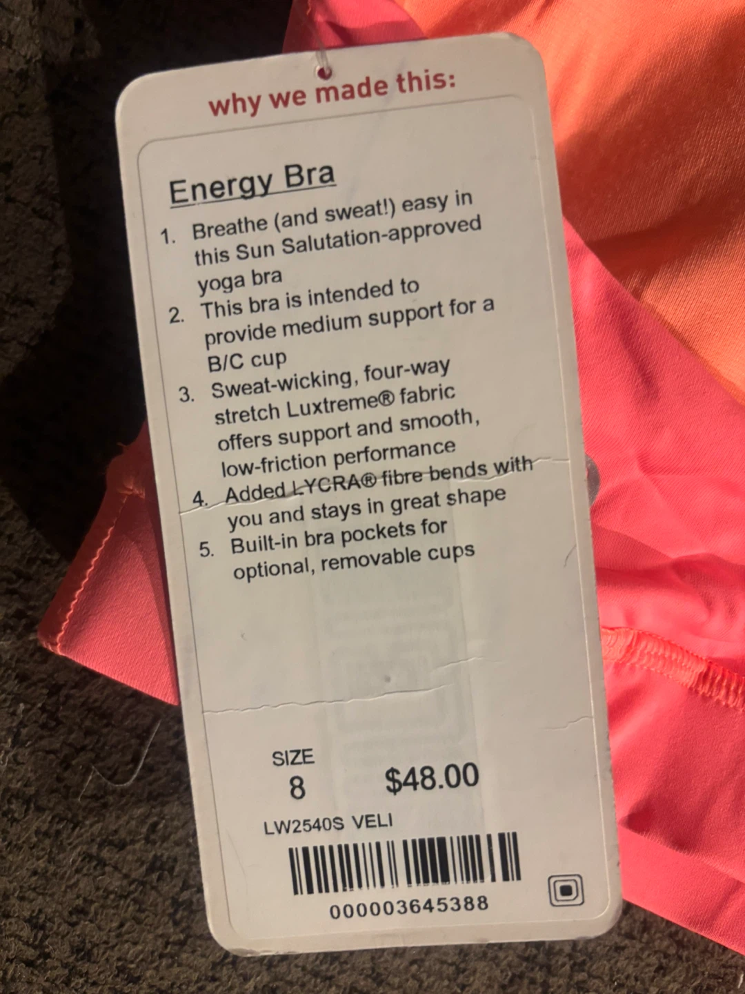 Lululemon Energy Bra Size 8 - Pink - photo 3