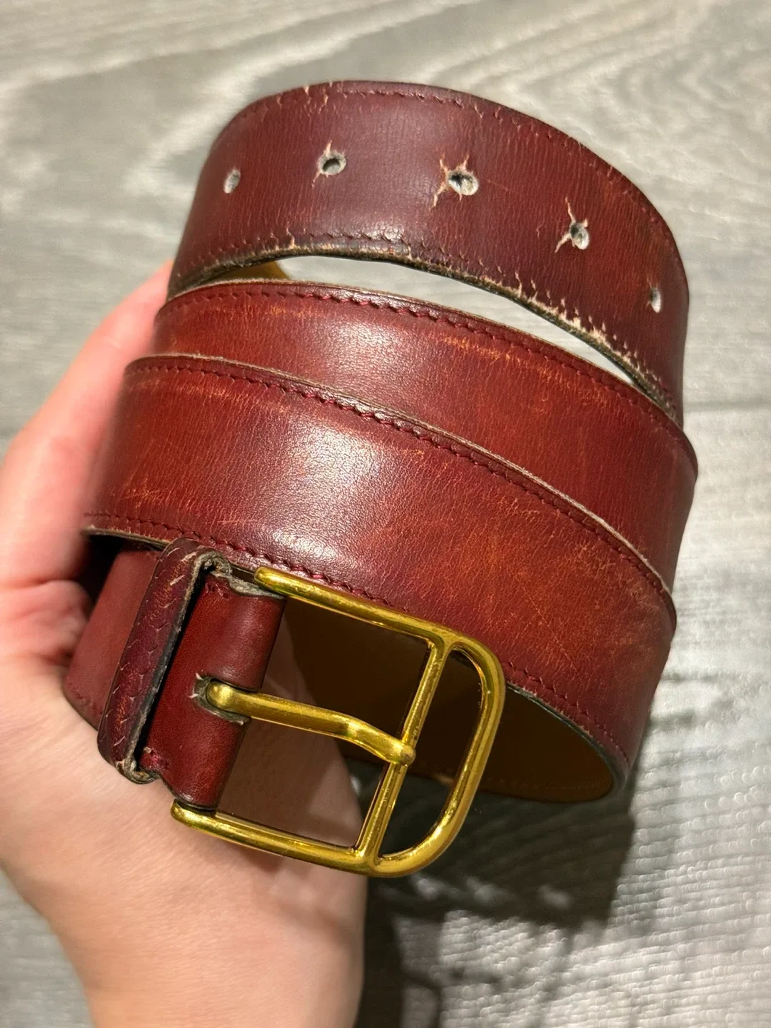 Hermès Leather Belt made in France burgundy image indicator(6)