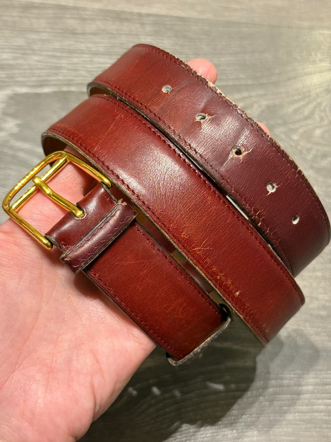 Hermès Leather Belt made in France burgundy - photo 2
