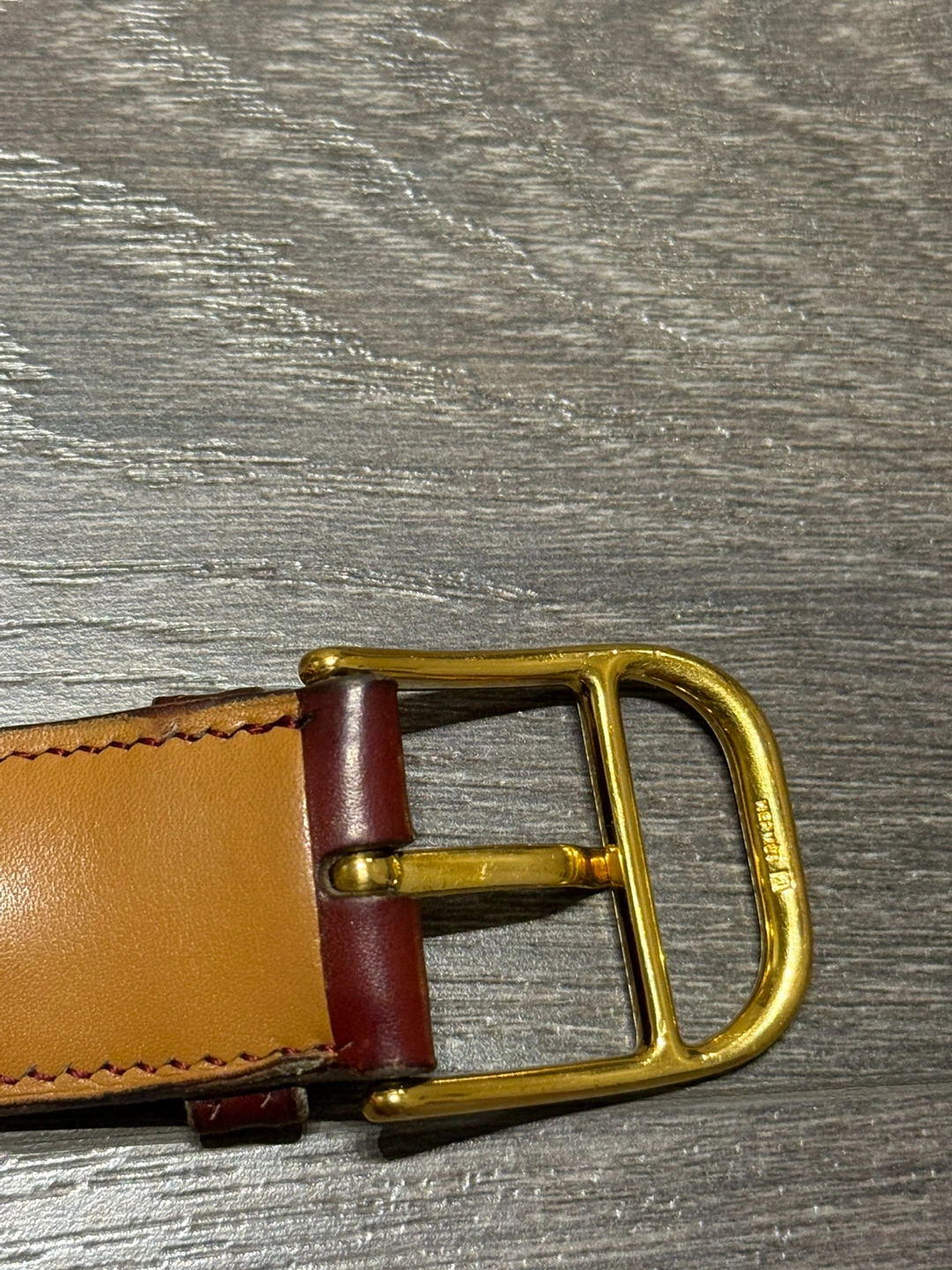 Hermès Leather Belt made in France burgundy - photo 3