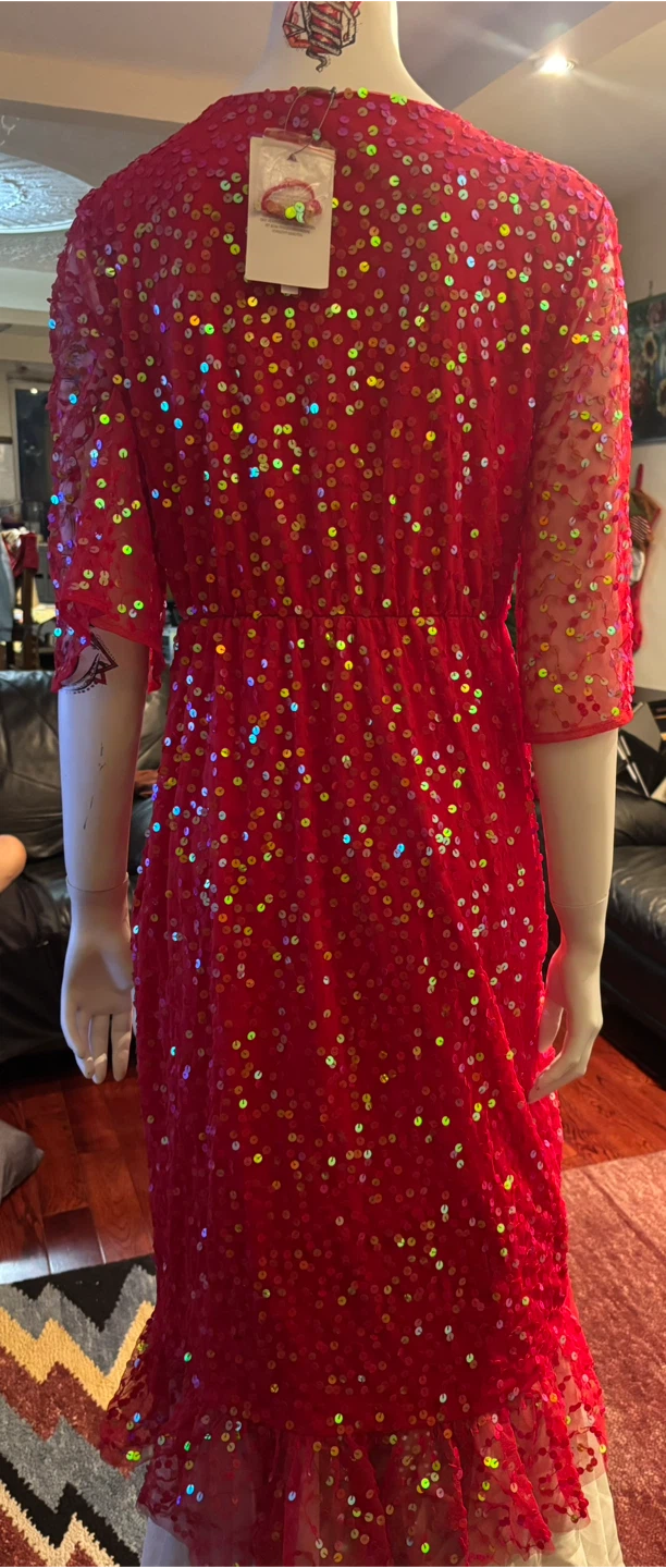 Red Sequin Party Dress - photo 5