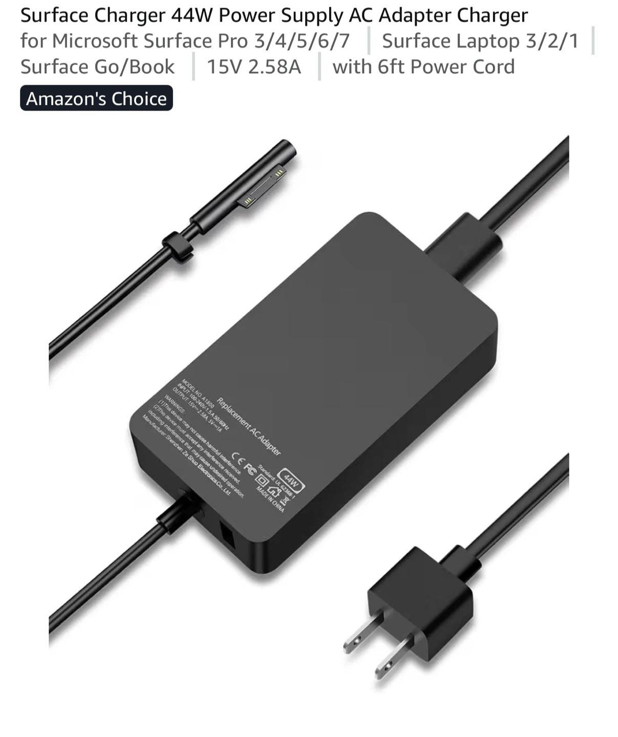 Microsoft Surface Charger 44W Power Supply Adapter (Model 1800) - photo 5
