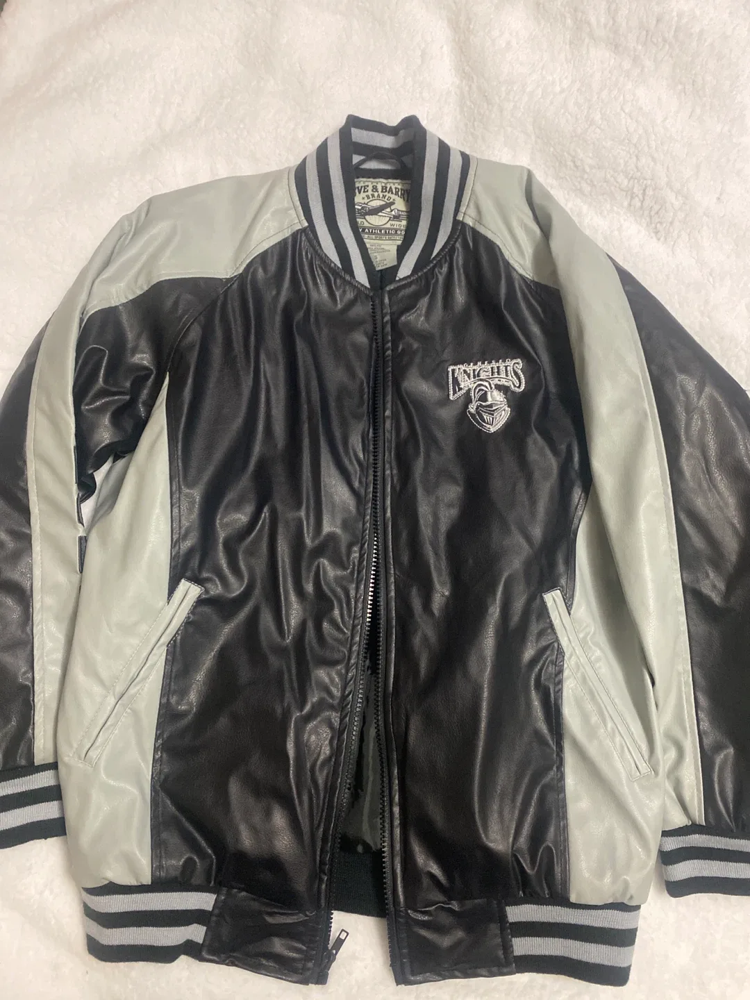 Geneseo Knights Black Leather Varsity Jacket