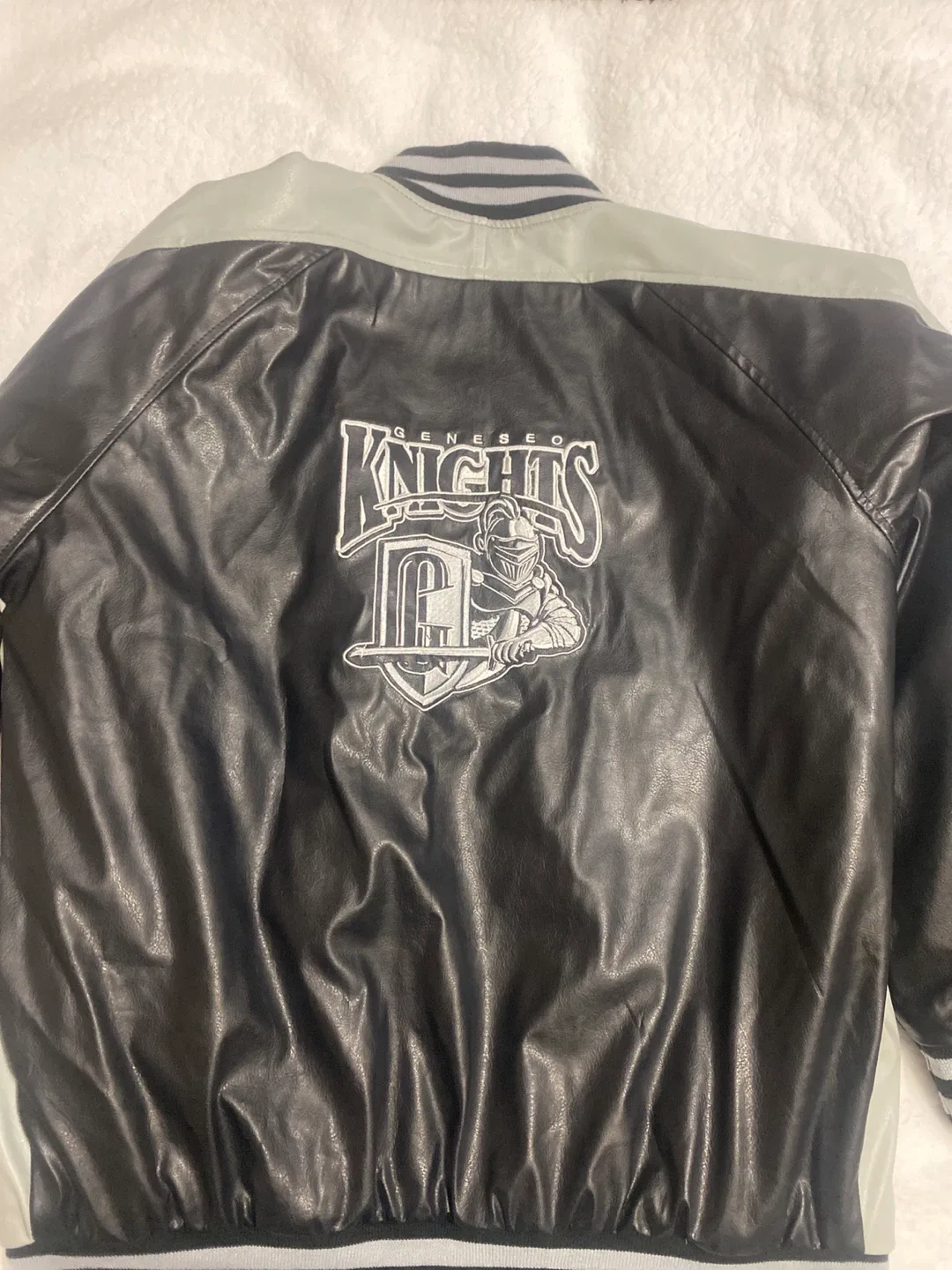 Geneseo Knights Black Leather Varsity Jacket image indicator(4)