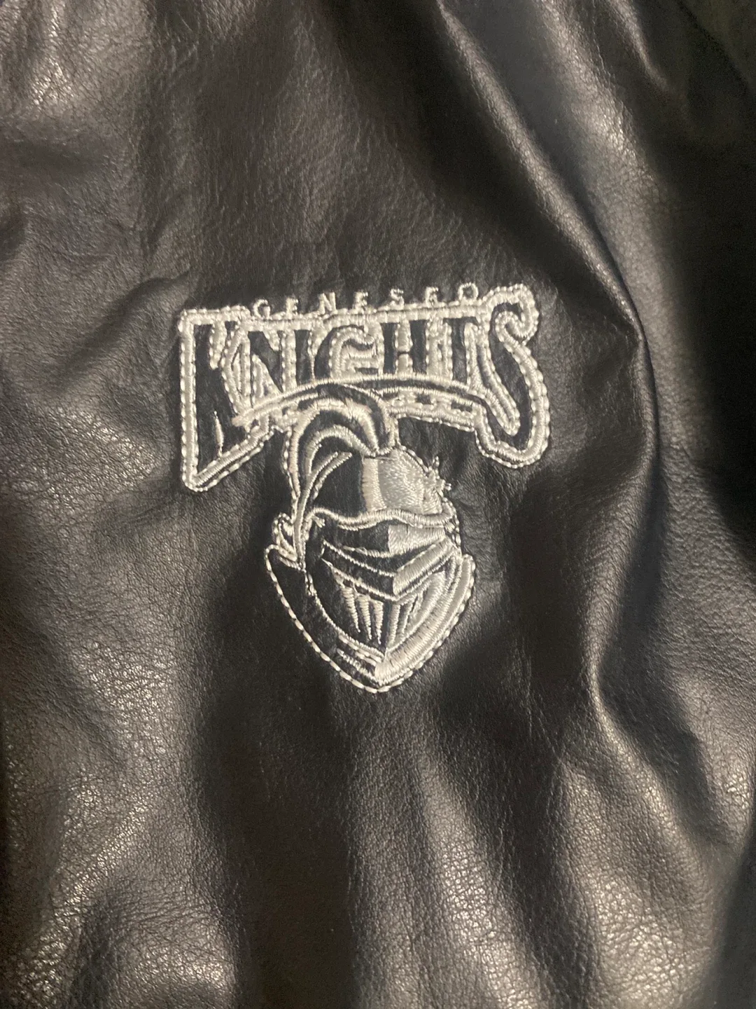 Geneseo Knights Black Leather Varsity Jacket image indicator(2)