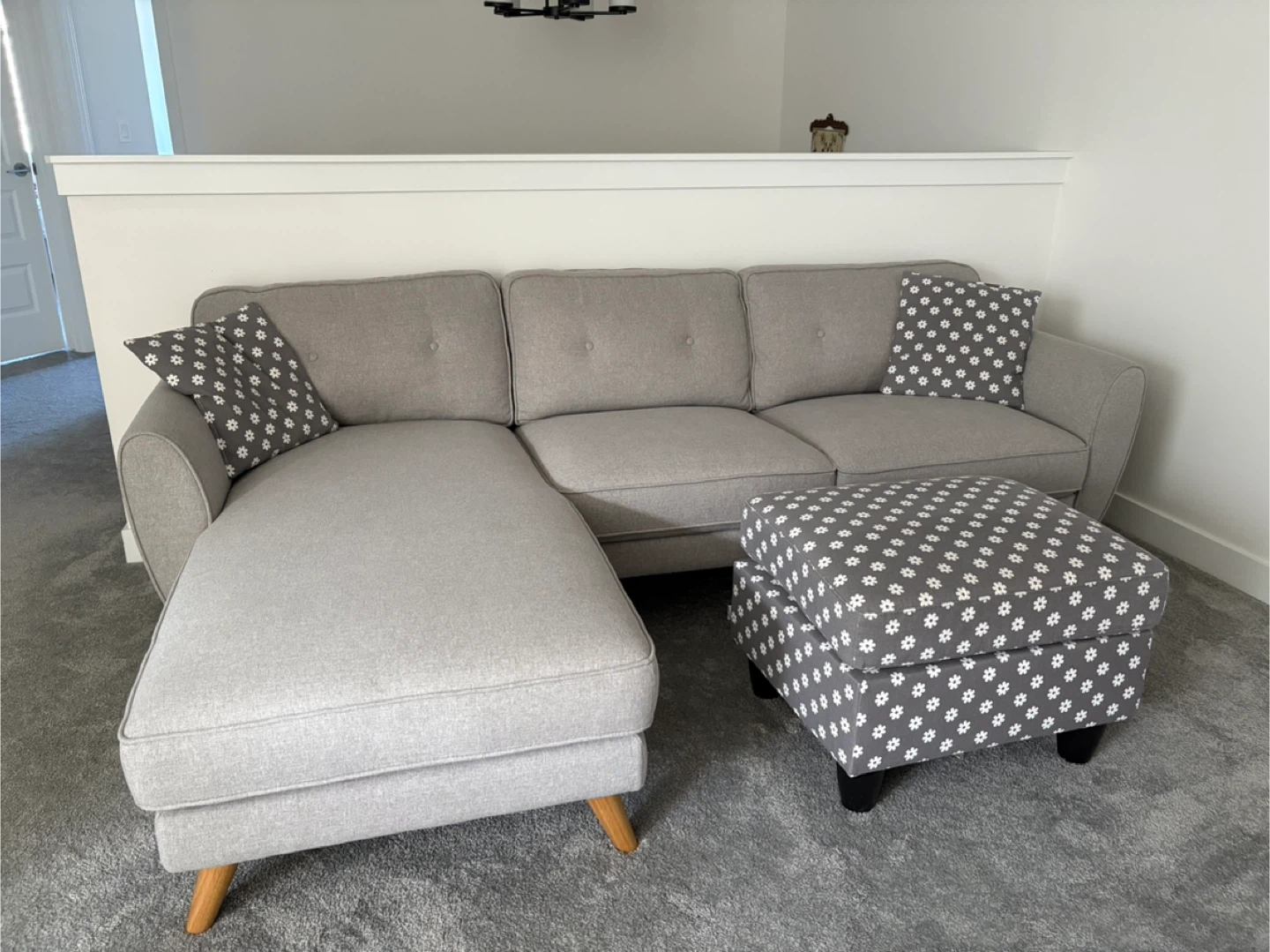 Grey Sectional Sofa with Ottoman - photo 2