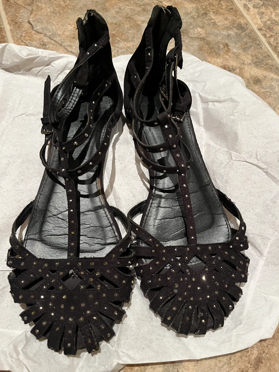 Zara Black Gladiator Sandals, Size 7