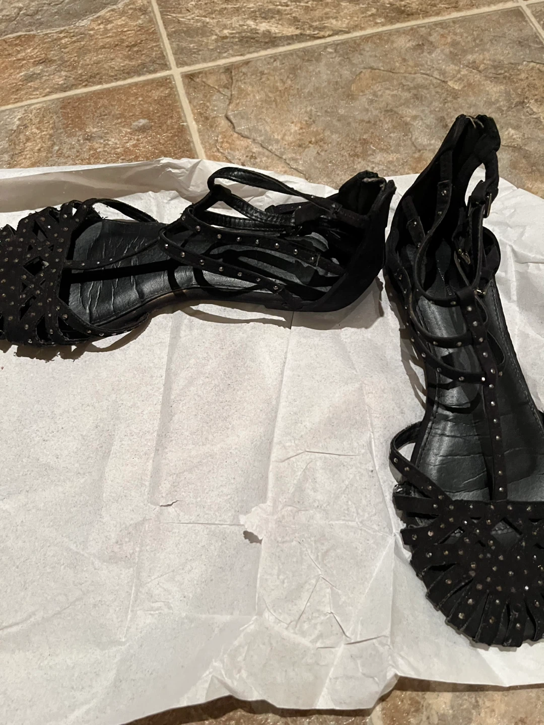 Zara Black Gladiator Sandals, Size 7 - photo 3
