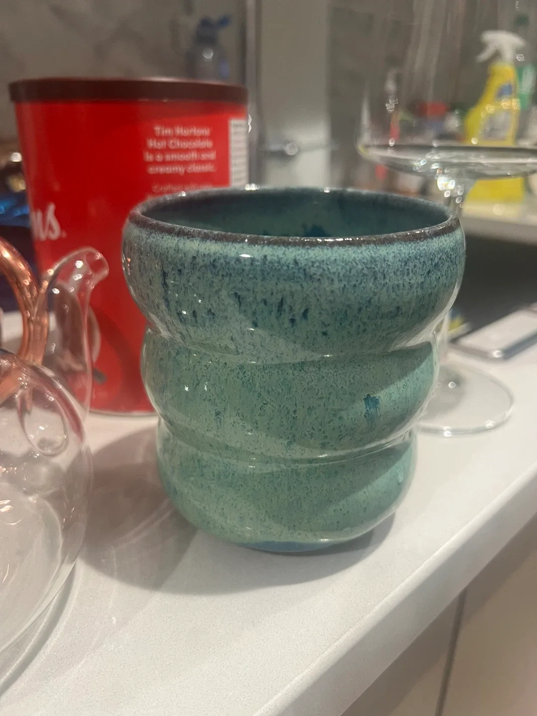 Handmade Ceramic Teal cup image indicator(2)