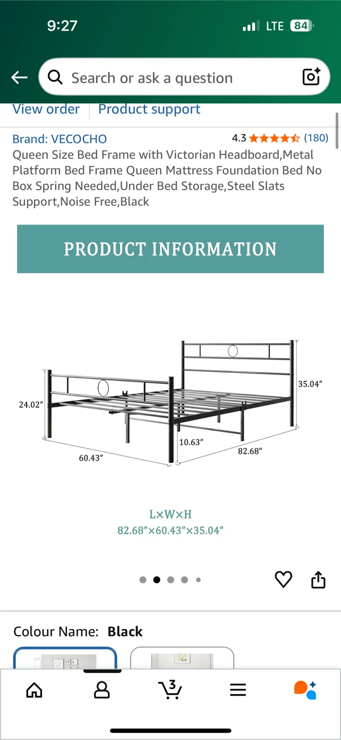 Black Queen Bed Frame - photo 2