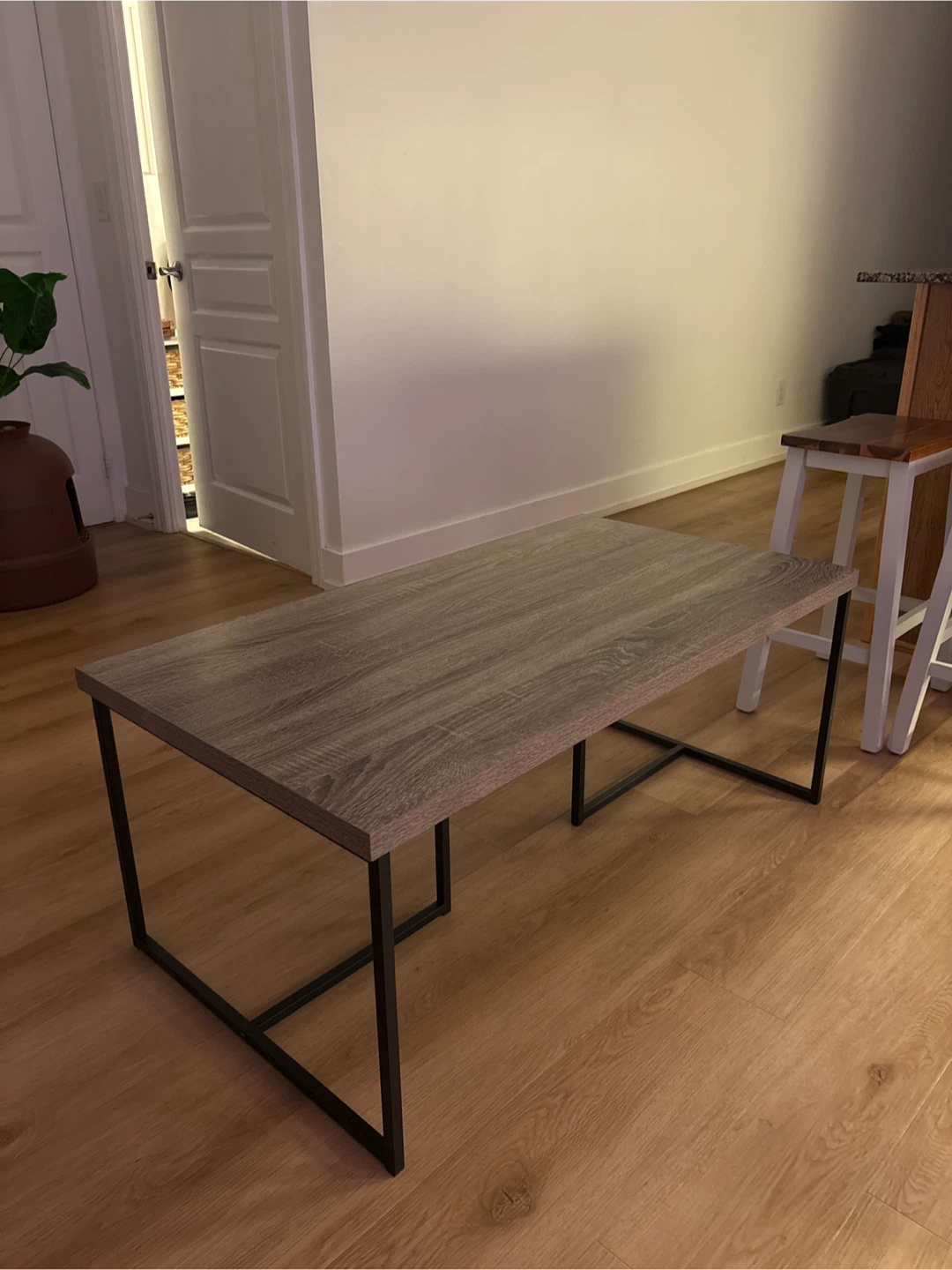 Coffee Table - Wood grain top, black metal legs - photo 2